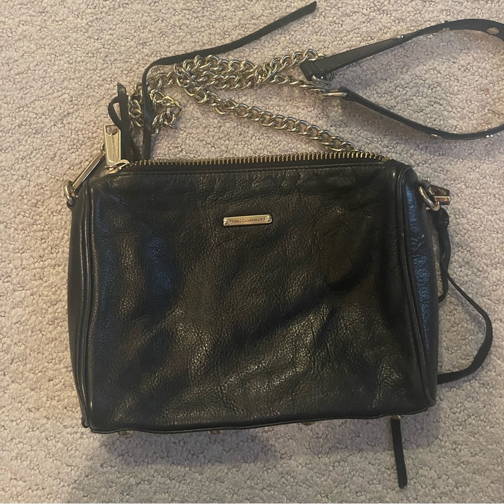 Rebecca Minkoff crossbody bag black leather chain strap